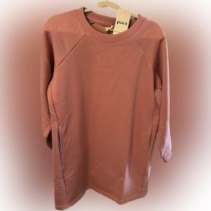 Pact Long Sleeve Sweatshirt Dress Organic Cotton Pockets Pink Size L